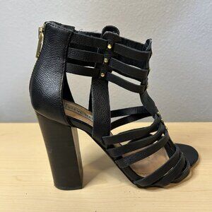 STEVE MADDEN Black zip gladiator heels Sandals size 6